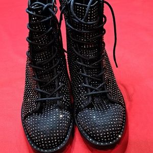 Gianni Bini Black Komander Rhinestone Boots